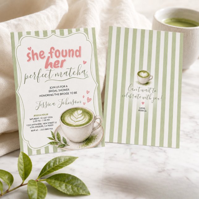 Convite de Chá de Noiva Matcha Chá Verde (Criador carregado)