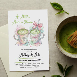 Convite de Chá de Noiva Matcha Feito no Céu com La