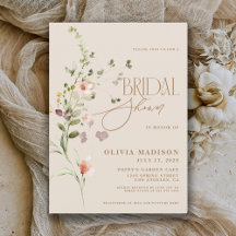 Convite de Chá de Noiva Moderno Boho Jardim de Flo