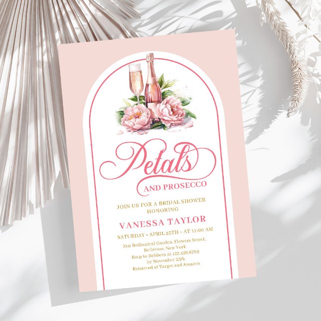Convite de chá de noiva moderno com arco rosa e do (Modern blush and gold bridal shower invite arch

)