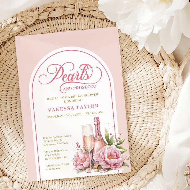 Convite de chá de noiva moderno em rosa e dourado (Modern blush and gold bridal shower invitation

)