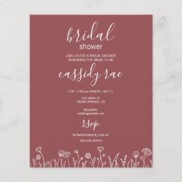 Convite de Chá de Noiva Orçamento Boho Flor Flyer