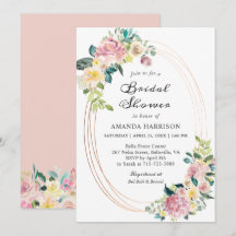 Convite de Chá de Noiva Oval Floral Pastel