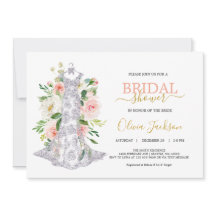 Convite de Chá de Noiva para Vestido de Noiva
