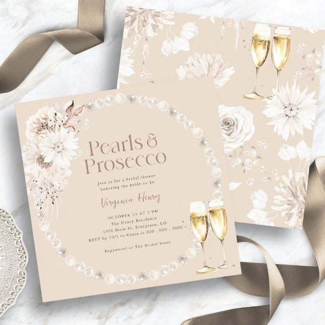 Convite de Chá de Noiva Pérolas Boho (Boho Pearls Bridal Shower Invitation
)