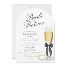 Convite de Chá de Noiva Pérolas e Prosecco