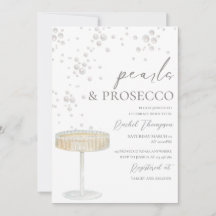 Convite de Chá de Noiva Pérolas e Prosecco