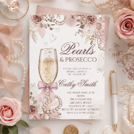 Convite de Chá de Noiva Pérolas e Prosecco