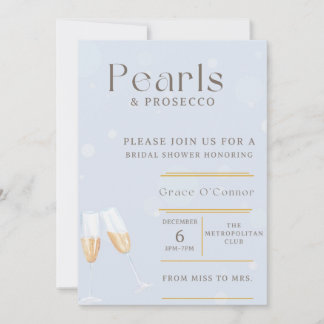 Convite de Chá de Noiva Pérolas e Prosecco