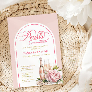 Convite de Chá de Noiva Pérolas Elegantes e Prosec