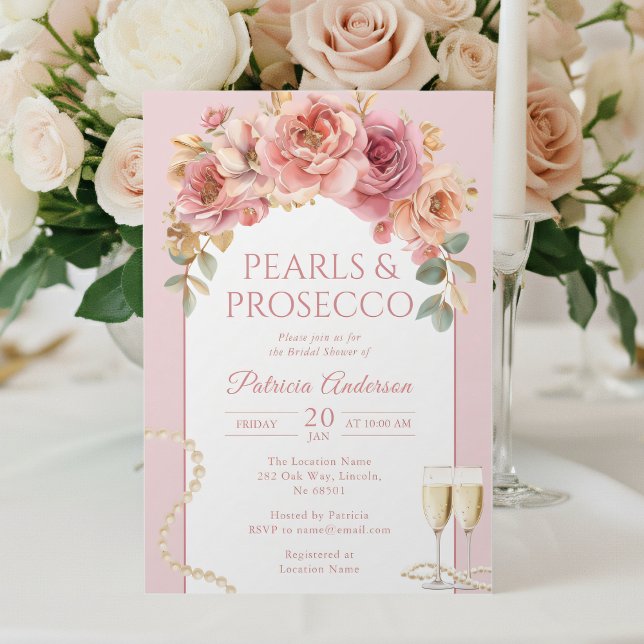 Convite de Chá de Noiva Pérolas & Prosecco (Criador carregado)