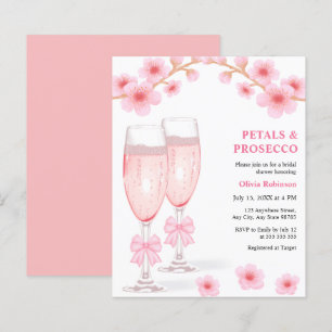 Convite de Chá de Noiva Pétalas Rosa Floral e Pros