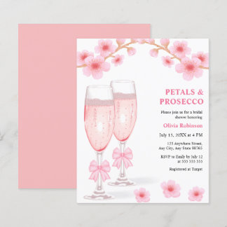Convite de Chá de Noiva Pétalas Rosa Floral e Pros