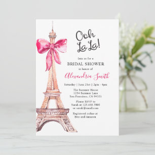 Convite de Chá de Noiva Pink Paris