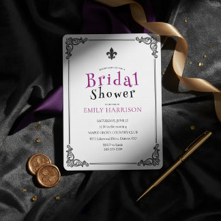 Convite de Chá de Noiva Preto e Branco Clássico