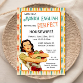 Convite de Chá de Noiva Retro Dona de Casa Anos 50