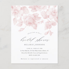 Convite de Chá de Noiva Rosa com Caligrafia Floral