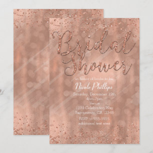 Convite de Chá de Noiva Rosa Dourado Glamour
