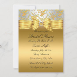 Convite de Chá de Noiva Rosa Prata Dourada