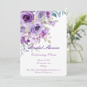 convite de chá de noiva roxo lilás bonito