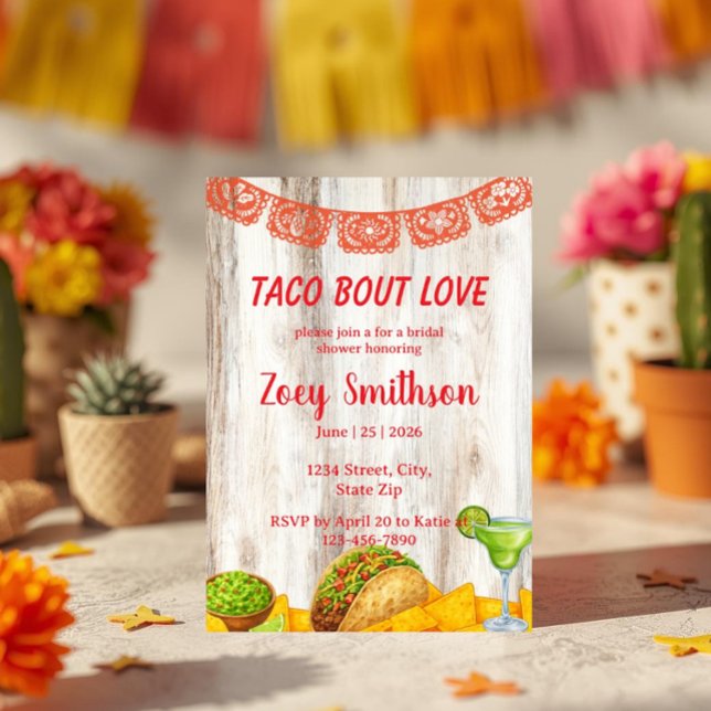 Convite de Chá de Noiva Rustic Taco ‘Bout Love (Criador carregado)