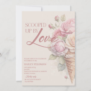 Convite de Chá de Noiva Scooped Up by Love, Bege