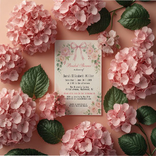 Convite de Chá de Noiva Shabby Chic com Laço Rosa