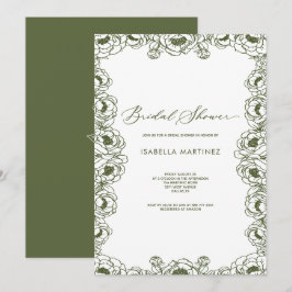 convite de chá de noiva simples elegante floral ve