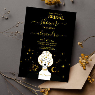 Convite de Chá de Noiva Sol Celestial Ouro Preto