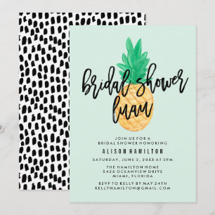 Convite de Chá de Noiva Tropical Luau em Verde Cla