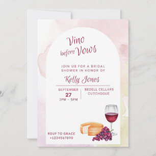 Convite de Chá de Noiva Vino before Vows