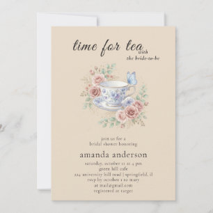 Convite de Chá de Noiva Vintage Tea Party – Roman