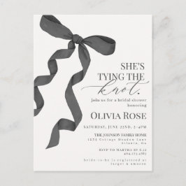 Convite de Chá de Panela com Laço Preto Sedutor de