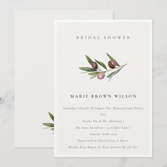 Convite de Chá de panela de Folhagem de Branch Mín (Frente/Verso)