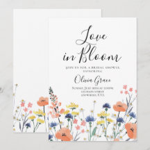 Convite de chá de panela de noiva com flores silve