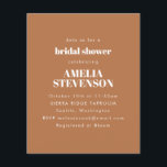 Convite de Chá de panela Minimalista do Terracotta<br><div class="desc">Chá de panela Minimalista de Orçamento em Boho Terracotta Brown</div>