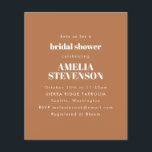 Convite de Chá de panela Minimalista do Terracotta<br><div class="desc">Chá de panela Minimalista de Orçamento em Boho Terracotta Brown</div>