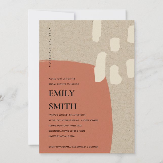 CONVITE DE CHÁ DE PANELA MODERNO ABSTRATO TERRACOT (Frente)