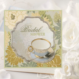 Convite de chá de panela vintage floral para noiva