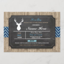 Convite de Chalk Antler Rústico para Chá de Bebê M