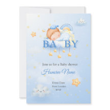 Convite de Chamada Azul Baby shower