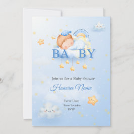 Convite de Chamada Azul Baby shower