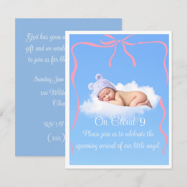 Convite de Chamada Baby Shower Nuvem Digital para  (Frente/Verso)