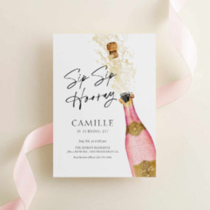 Convite de Champagne para Aniversário de 21 anos S
