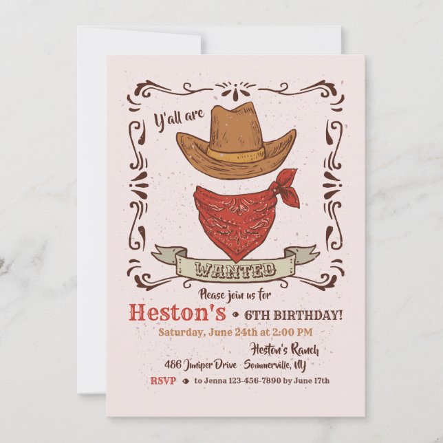 Convite de Chapéu de Cowboy e Bandana (Frente)