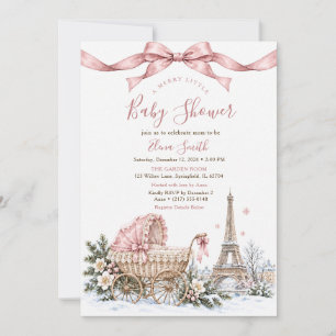 Convite de Chás Bebê Rosa Parisiense de Inverno