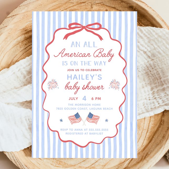 Convite de Chás de Bebê Americano do Dia 4 de Julh (Criador carregado)