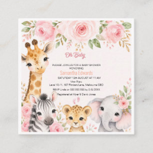 Convite de Chás de Bebê Animais da Safari Floral e