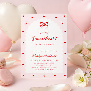Convite de Chás de Bebê Arco Pequeno Doce Rosa