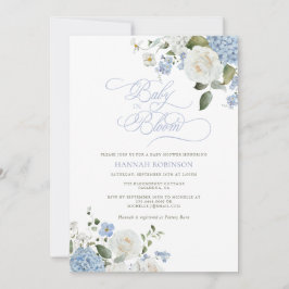 Convite de Chás de Bebê Baby in Bloom Blue Hydrang